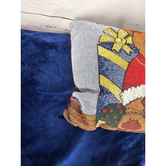 VINTAGE CHRISTMAS PRESENTS TAPESTRY COUNTRY 17" LENGTH THROW PILLOW TEDDY‎ BEAR - Picture 7 of 7
